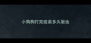 小狗狗打完疫苗多久驱虫