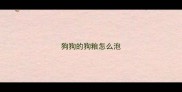 狗狗的狗粮怎么泡