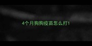 4个月狗狗疫苗怎么打