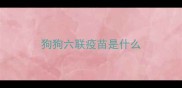 狗狗六联疫苗是什么
