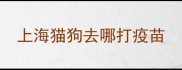 上海猫狗去哪打疫苗