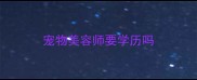 宠物美容师要学历吗