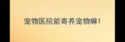 宠物医院能寄养宠物嘛