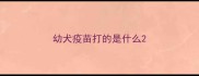 幼犬疫苗打的是什么