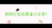 狗狗打疫苗要多少正常