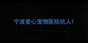 宁波爱心宠物医院坑人