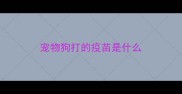 宠物狗打的疫苗是什么