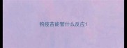 狗疫苗能管什么反应