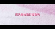 雨天能给猫打疫苗吗