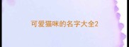 可爱猫咪的名字大全