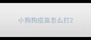 小狗狗疫苗怎么打