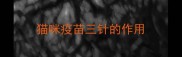 猫咪疫苗三针的作用