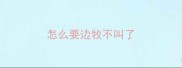 怎么要边牧不叫了