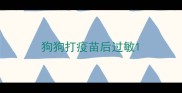 狗狗打疫苗后过敏