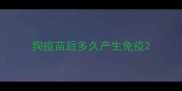 狗疫苗后多久产生免疫