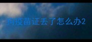 狗疫苗证丢了怎么办