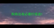 狗有没有必要打疫苗