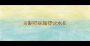 自制猫咪陶瓷饮水机