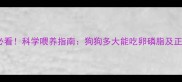 1-3岁幼犬必看科学喂养指南狗狗多大能吃卵磷脂及正确补充方法