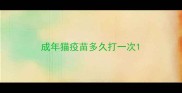 成年猫疫苗多久打一次