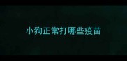 小狗正常打哪些疫苗